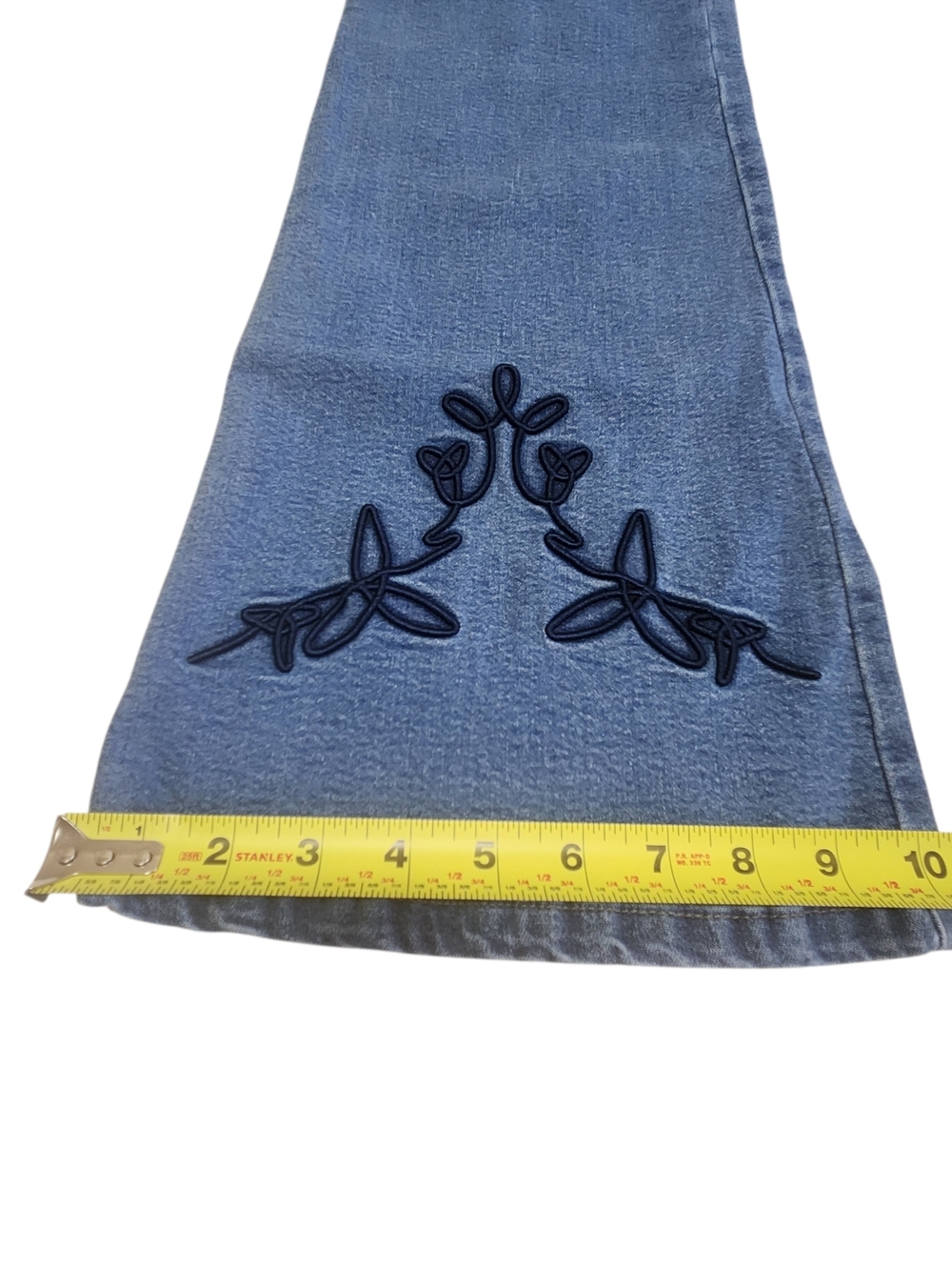 Vtg 90s Y2K Minelli Flare Stretch Jeans W/ THONG 11 Low Rise Blue Retro-RARE - Picture 8 of 16